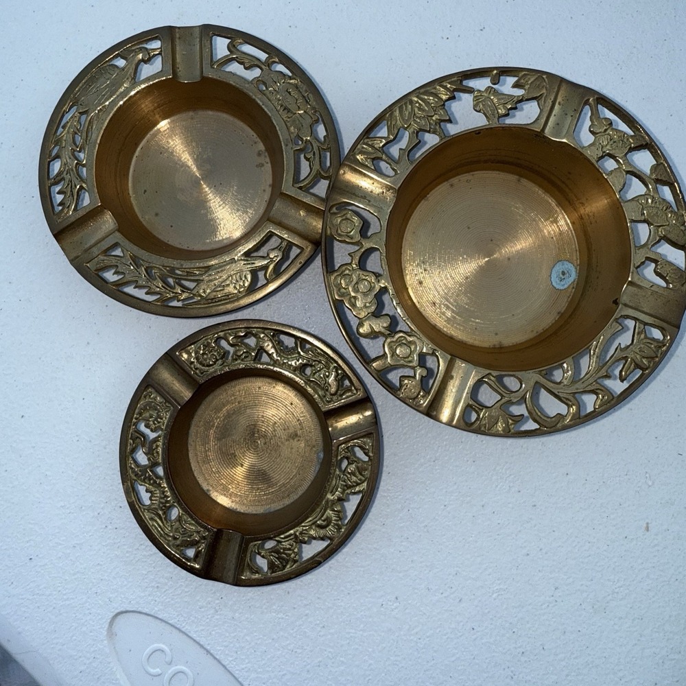 BRASS Nesting Ashe Trays‎ Intricate Designs